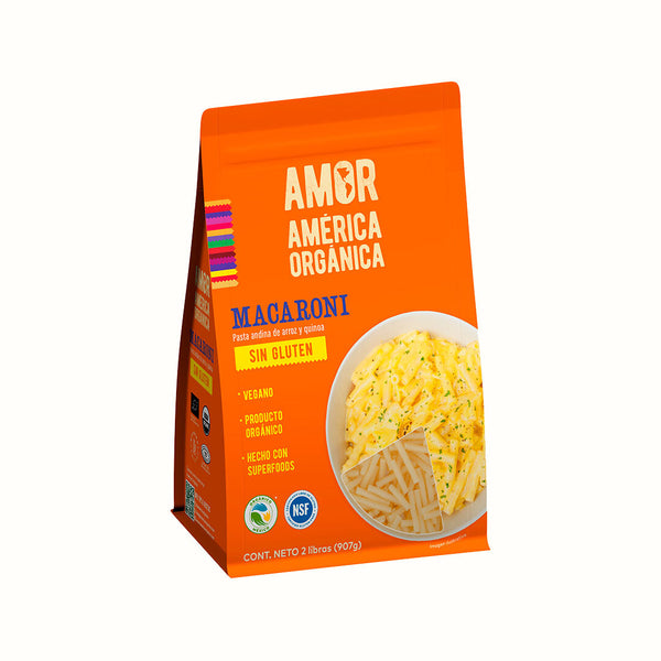 Pasta Orgánica Macaroni de Arroz y Quinoa Sin Gluten América Orgánica 907 g